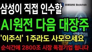 [상한가] 삼성이 직접 목숨걸고 원하는 AI원전 다음 대장주 '이주식' 순식간에 2800조 시장 독점기업 됩니다! 1주라도 사모으세요! #스테이블코인 #삼성 #정책주