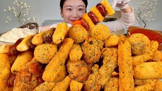 ASMR 뿌링클특집 마구잡이로 쌓아먹기 닭다리 치킨 치즈볼 치즈스틱 핫도그 리얼먹방 :) Cheetos powder chicken MUKBANG