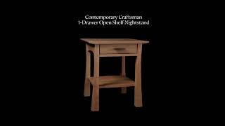 Contemporary Craftsman 1-Drawer Open Shelf Nightstand | Vermont Woods Studios