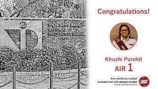 NID 2021 - AIR 1 Khushi Purohit I Khushi Purohit Success Story I NID 2021 Topper I NID Coaching