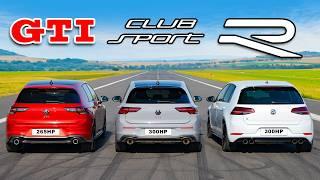 New Golf GTI v Old Golf R v Clubsport: DRAG RACE