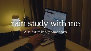 ️ 2 hours study with me | midnight rain | 2 x 50 mins | rain music for study