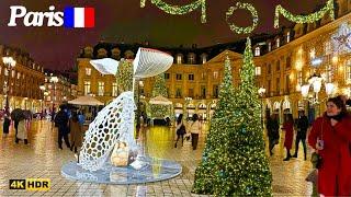 20 November 2024 FranceParis 4K HDRBest walk ever with Lot of people rainy ChristmasLightning walk