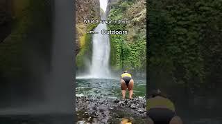 Why the outdoors makes me happy! #Plussize #Plussizetravel #Hiking #Wahclellafalls #Oregon #Portland