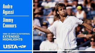 Andre Agassi vs Jimmy Connors Extended Highlights | 1988 US Open Quarterfinal