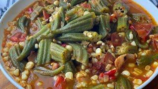 Southern Style Okra w/ Stewed Tomatoes & Corn! How to Cook Okra the Easy Way!