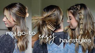 8 hairstyles for medium length hair  (+ claw clip hack for thick hair!!)