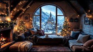  Fireplace Crackling in a Winter Porch | Cozy Winter Ambience for Sleep and Relaxation ️