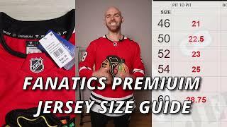 Fanatics NHLPremiuim Jersey Size Guide - Live Measurements (46-60)