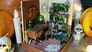 DIY Miniature witch office for Halloween dollhouse