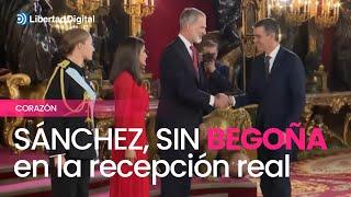 Sánchez aparece sin Begoña en en la recepción en el Palacio Real por el 12-O