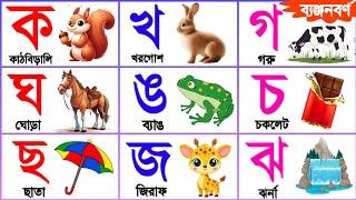 বাংলা ব্যজ্ঞনবর্ন ক খ গ ঘ | Learn Bengali Alphabet Banjonobarno |ক কাকাতুয়া খ খরগোশ | kkhggha