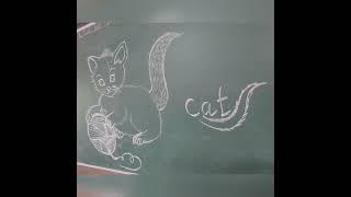 Cat#mercy #drawing #artist #sketch #cute #cartoon #board #animals #pets #domestic #kitten#cat#chalk