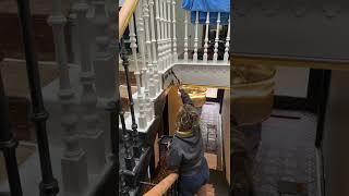 150 year old spindles need A LOT of attention! #beforeandafter #staircase #womenwhodiy ...