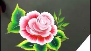 Cabbage rose painting l one stroke flower painting Varsha Fine Art