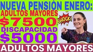 $7500 NUEVA PENSIÓN ENERO ADULTOS MAYORES Y DISCAPACIDAD $5000? AVISO SERA 2025?