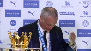 Leicester players soak Claudio Ranieri & journalists in champagne