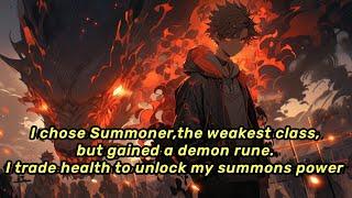 I chose Summoner,the weakest class,but gained a demon rune.I trade health to unlock my summons power