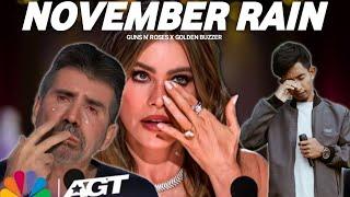 Golden Buzzer: Simon Cowell Crying To Hear The Song November Rain Homeless On The Big World Stage