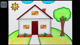 House drawing || Easy House Drawing for Kids || Sweet Home || How to Draw Easy Home