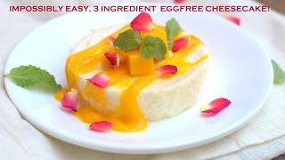 Unbelievably Easy Baked Yogurt Cheesecake With Mango Sauce - Eggless, No Fail! Cakes And More |