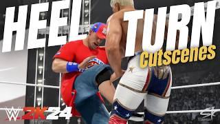 WWE 2k24 Top 10 John Cena Heel Turn Universe Mode Cutscenes (+CAWs to download)