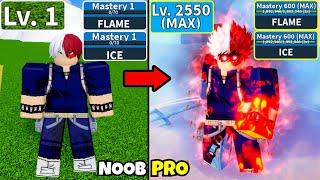 Beating Blox Fruits as Todoroki Awakened Flame and Ice! Lvl 0 to Max Lvl Full Human v4 Noob to Pro!