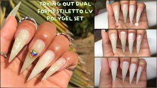 HOW TO USE STILETTO DUAL FORMS  || MINT GREEN STILETTO LV POLYGEL SET