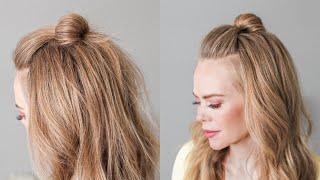 EASY HALFUP MINI BUN | Easy Hairstyles for Medium Long Hair