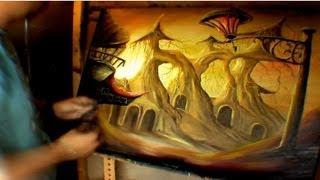 Jarduli Paintings - Surreal Town Landscape - Time-Lapse Oil Speed Paintings