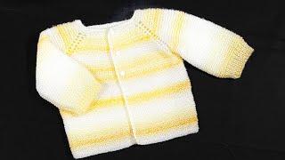 Basic knit baby cardigan sweater, knit baby coat or jacket BEGINNER FRIENDLY 9-12M + more sizes