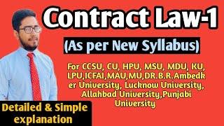 Law Of Contract-1 For All Universities | Indian Contract Act,1872 | भारतीय संविदा अधिनियम 1872|ccsu