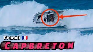 ‼️IMPRESSIONNANT CHAVIRAGE‼️ D'UN BATEAU FACE À UNE GROSSE DÉFERLANTE AU PHARE DE CAPBRETON .️