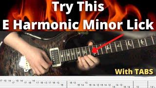 Weekend Shred #6- E Harmonic Minor Guitar Lick- With Tabs