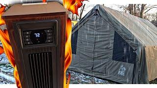 1500w SPACE HEATER vs. BELOW FREEZING TEMPS in PANDA AIR LARGE INFLATABLE TENT from RBM OUTDOORS