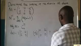 MATRICES: INVERSE OF A 3x3 MATRIX (determinant, matrix of cofactors, adjoints, Inverse)