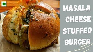 Veg Masala Cheese Stuffed Burger | Chai time Snacking | Quick Recipe | Burst of Flavor in Every Bite