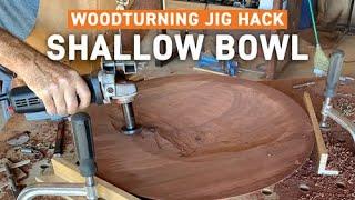 Power Carving a Shallow Bowl | Woodworking Jig Hack | Turning Wood