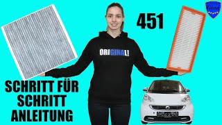 SMART 451  LUFTFILTER + INNENRAUMFILTER WECHSELN / TAUSCHEN  SCHRITT FÜR SCHRITT ANLEITUNG 