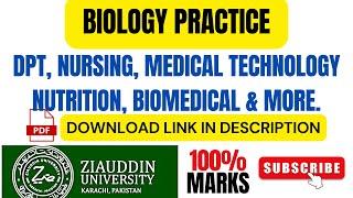 Ziauddin University Admissions Test 2024 Biology Practice | BSN, DPT Medical Technology & others