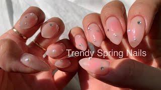 [셀프네일/Eng] 이번 봄 네일은 심플하게/ 아크릴젤연장/ 셀프젤연장/ Trendy Spring Nails/ Nudie Nails/ Cheek Nails