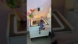 Smart Dedside Table with 2 Drawers 50cm Leather NBightands with Wireless Charginf