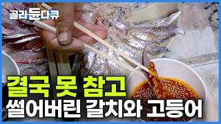 새벽 조업 피로를 싹 날려버리는 어부들의 시원한 갈치 회 한 접시┃묵직한 입질에 줄줄이 올라오는 은빛 물고기┃결국 못 참고 썰어버린 선상 먹방┃여수 은갈치잡이┃극한직업┃#골라듄다큐