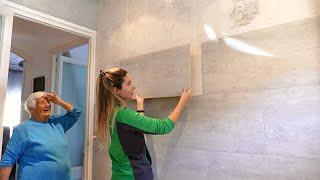 Renovar PAREDES de BAÑO (SIN OBRA)  Lavabo MODERNO sin obras  PASO A PASO Renovación paredes 