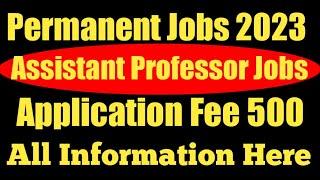 Assistant Professor Jobs Permanent 2023. Application Fee 500 Only. All Information Here.