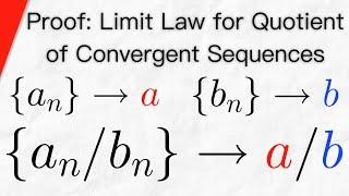 Proof: Limit Law for Quotient of Convergent Sequences | Real Analysis