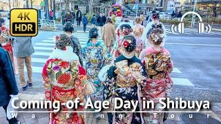 Coming-of-Age Day in Shibuya Walking Tour [4K/HDR/Binaural]