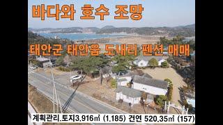 바다와 호수뷰 최상 펜션급매 성업중 대지면적 3,916㎡ (약1,185평), 건축 연면적 520.35㎡ (약157평) 태안군 태안읍 도내리