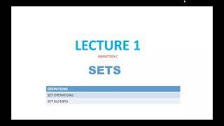 INTRODUCTION TO SETS LECTURE 1 PART A