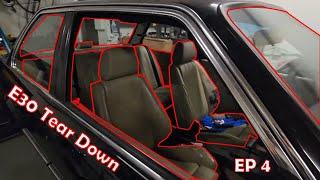 BMW E30 Tear Down EP4 | Interior Removal Part 2 (Door Cards, Seats, Carpet, Windshield, Headliner)